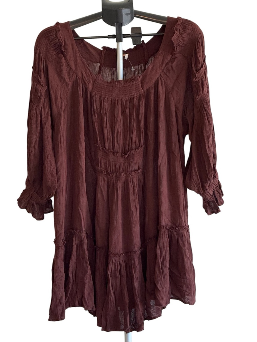 Free People See Ya There gauze burgundy mini dress women’s small